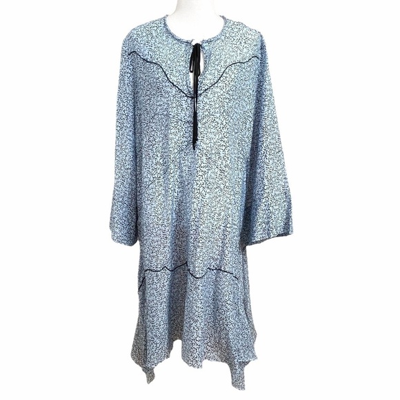 DOROTHEE SCHUMACHER SILK BLEND TIE NECK KEYHOLE OVERSIZED RUFFLE DRESS - 4 - Picture 1 of 10